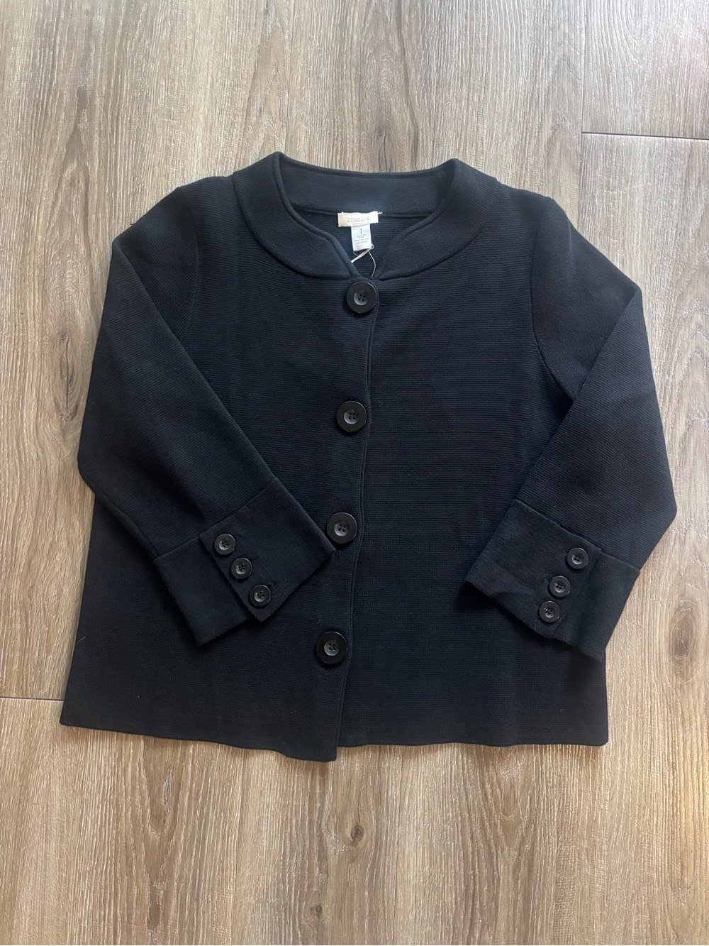 Chico's Black Button-Front Knit Cardigan